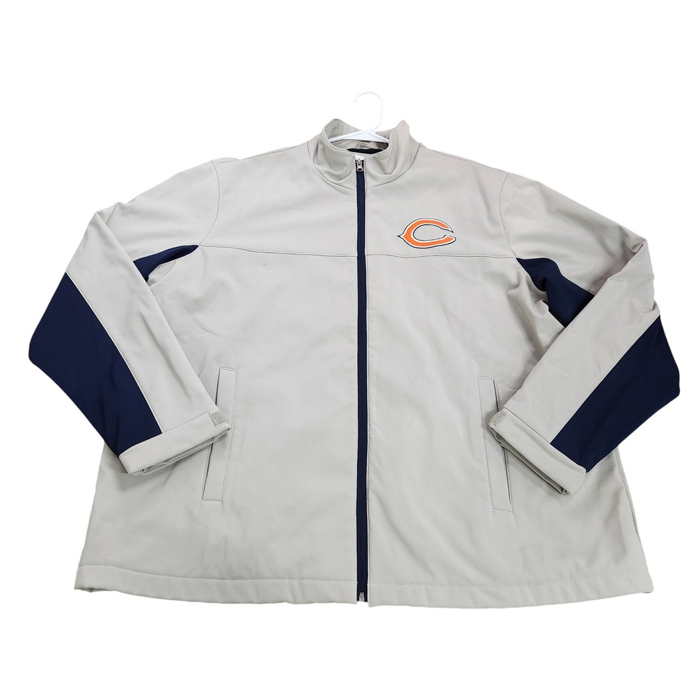CHICAGO BEARS MENS XXL TAN NFL SOFTSHELL JACKET COLORBLOCK EUC